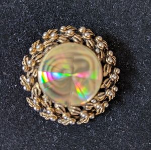 Vintage Jewelarma 1960 Reflective Disc Brooch signed 1.75"